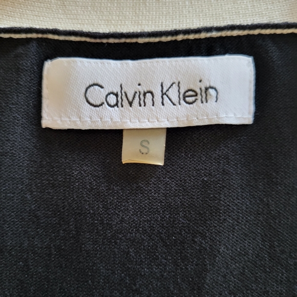 Calvin Klein Womens Small Short Sleeve Black White Button Up Sweater Cardigan B4 - Picture 6 of 6